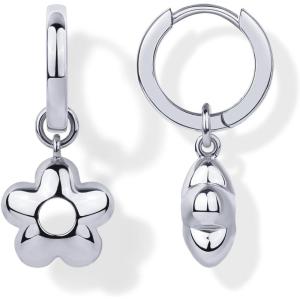 imagePAVOI 14K Gold Plated Sterling Silver Posts Charm Huggie Earrings for Women  Lightweight Love Heart Moon Flower Star Drop Dangle Huggie Charm EarringWhite Gold