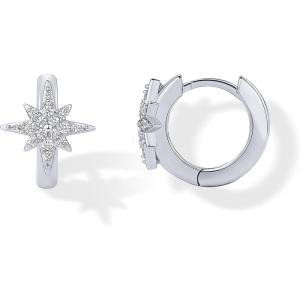 imagePAVOI 14K Gold Plated Sterling Silver Posts Small Huggie Hoop Earrings for Women  Trendy Celestial North Star Butterfly Heart Hoop Earrings  Cubic Zirconia Cute Gold Motif JewelryNorth Star