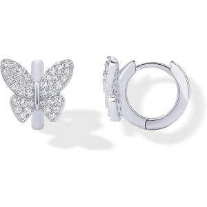 imagePAVOI 14K Gold Plated Sterling Silver Posts Small Huggie Hoop Earrings for Women  Trendy Celestial North Star Butterfly Heart Hoop Earrings  Cubic Zirconia Cute Gold Motif JewelryButterfly