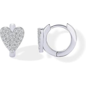 imagePAVOI 14K Gold Plated Sterling Silver Posts Small Huggie Hoop Earrings for Women  Trendy Celestial North Star Butterfly Heart Hoop Earrings  Cubic Zirconia Cute Gold Motif JewelryHeart