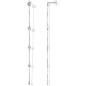 imagePAVOI 14K Gold Plated Sterling Silver Posts Station Linear Dangle Earrings for Women  Simulated Diamond Chain Drop EarringsWhite Gold