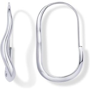 imagePAVOI 14K Gold Plated Sterling Silver Posts Wavy Infinity Hoops  Lightweight Twisted Earrings  Wave Thin Endless Hoop Earrings for WomenWhite Gold