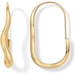 imagePAVOI 14K Gold Plated Sterling Silver Posts Wavy Infinity Hoops  Lightweight Twisted Earrings  Wave Thin Endless Hoop Earrings for WomenYellow Gold