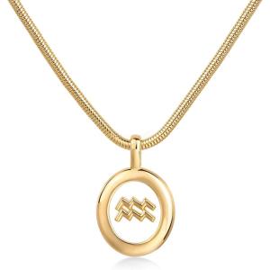 imagePAVOI 14K Gold Plated Unique Floating Astrology Pendant Necklace for Women  Horoscope Charm Necklace  Dainty Zodiac GiftsYellow Gold
