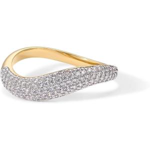 imagePAVOI 14K Gold Plated Wavy Cubic Zirconia Stackable Ring for Women  Twisted Wave CZ Band  Delicate Eternity RingsYellow Gold