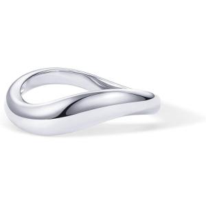 imagePAVOI 14K Gold Plated Wavy Stackable Ring for Women  Twisted Wave Band  Delicate Eternity RingsWhite Gold