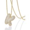 imagePAVOI 14K Gold Plated Cubic Zirconia Bubble Letter Initial Necklaces for Women  Gold Balloon Necklace Letter  Chunky Pendant NecklacesK