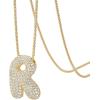 imagePAVOI 14K Gold Plated Cubic Zirconia Bubble Letter Initial Necklaces for Women  Gold Balloon Necklace Letter  Chunky Pendant NecklacesR