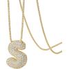imagePAVOI 14K Gold Plated Cubic Zirconia Bubble Letter Initial Necklaces for Women  Gold Balloon Necklace Letter  Chunky Pendant NecklacesS