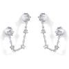 imagePAVOI 14K Gold Plated Delicate CZ Chain Earrings for Women  Double Piercing Dangle Chain Studs  Cubic Zirconia EarscapesWhite Gold