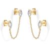 imagePAVOI 14K Gold Plated Delicate CZ Chain Earrings for Women  Double Piercing Dangle Chain Studs  Cubic Zirconia EarscapesYellow Gold