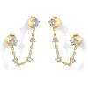 imagePAVOI 14K Gold Plated Delicate CZ Chain Earrings for Women  Double Piercing Dangle Chain Studs  Cubic Zirconia EarscapesYellow Gold