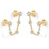 imagePAVOI 14K Gold Plated Delicate CZ Chain Earrings for Women  Double Piercing Dangle Chain Studs  Cubic Zirconia EarscapesYellow Gold
