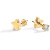 imagePAVOI 14K Gold Plated Double Sided Star and Heart Flat Back Stud Earrings for Women with Cubic Zirconia  Celestial Earring Screw Back PairStar
