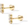 imagePAVOI 14K Gold Plated Solid 925 Sterling Silver Post Flat Back Stud Earrings for Women  Cartilage Helix Piercing  Cubic Zirconia EarringsYellow Gold