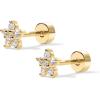 imagePAVOI 14K Gold Plated Solid 925 Sterling Silver Post Flat Back Stud Earrings for Women  Cartilage Helix Piercing  Cubic Zirconia EarringsYellow Gold