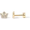 imagePAVOI 14K Gold Plated Solid 925 Sterling Silver Post Flat Back Stud Earrings for Women  Cartilage Helix Piercing  Cubic Zirconia EarringsYellow Gold
