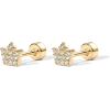 imagePAVOI 14K Gold Plated Solid 925 Sterling Silver Post Flat Back Stud Earrings for Women  Cartilage Helix Piercing  Cubic Zirconia EarringsYellow Gold