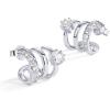 imagePAVOI 14K Gold Plated Sterling Silver Posts Cubic Zirconia Segment Triple Hoop Earrings for Women  Statement Triple Hoop Stud EarringsWhite Gold