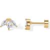 imagePAVOI 14K Gold Plated Sterling Silver Posts Dainty Mini MultiShape Flat Back Stud Earring Pack for Women  Helix Cartilage Piercing JewelryLeaf