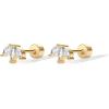 imagePAVOI 14K Gold Plated Sterling Silver Posts Dainty Mini MultiShape Flat Back Stud Earring Pack for Women  Helix Cartilage Piercing JewelryLeaf