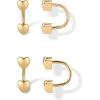 imagePAVOI 14K Gold Plated Sterling Silver Posts Double Half Huggie Earring Jacket Pack for Women  Gold Statement Loop Hoop Earring Set  Heart Ball Cubic Zirconia Screwback StudsHeart