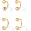 imagePAVOI 14K Gold Plated Sterling Silver Posts Double Half Huggie Earring Jacket Pack for Women  Gold Statement Loop Hoop Earring Set  Heart Ball Cubic Zirconia Screwback StudsBall
