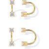 imagePAVOI 14K Gold Plated Sterling Silver Posts Double Half Huggie Earring Jacket Pack for Women  Gold Statement Loop Hoop Earring Set  Heart Ball Cubic Zirconia Screwback StudsCubic Zirconia