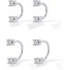 imagePAVOI 14K Gold Plated Sterling Silver Posts Double Half Huggie Earring Jacket Pack for Women  Gold Statement Loop Hoop Earring Set  Heart Ball Cubic Zirconia Screwback StudsCubic Zirconia
