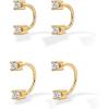 imagePAVOI 14K Gold Plated Sterling Silver Posts Double Half Huggie Earring Jacket Pack for Women  Gold Statement Loop Hoop Earring Set  Heart Ball Cubic Zirconia Screwback StudsCubic Zirconia