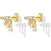 imagePAVOI 14K Gold Plated Sterling Silver Posts Drop Dangle Cubic Zirconia Stud Earrings for Women  Gold Statement Gradient Crawler Studs EarringBezel