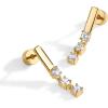 imagePAVOI 14K Gold Plated Sterling Silver Posts Mini Bar Drop Dangle Flatback Earrings for Women  Dainty Helix Cartilage Piercing Jewelry  Baguette Bezel Marquise Pearl Cubic Zirconia Screwback Stud EarringsTriple Stone