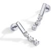 imagePAVOI 14K Gold Plated Sterling Silver Posts Mini Bar Drop Dangle Flatback Earrings for Women  Dainty Helix Cartilage Piercing Jewelry  Baguette Bezel Marquise Pearl Cubic Zirconia Screwback Stud EarringsTriple Stone