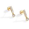 imagePAVOI 14K Gold Plated Sterling Silver Posts Mini Bar Drop Dangle Flatback Earrings for Women  Dainty Helix Cartilage Piercing Jewelry  Baguette Bezel Marquise Pearl Cubic Zirconia Screwback Stud EarringsBezel