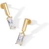 imagePAVOI 14K Gold Plated Sterling Silver Posts Mini Bar Drop Dangle Flatback Earrings for Women  Dainty Helix Cartilage Piercing Jewelry  Baguette Bezel Marquise Pearl Cubic Zirconia Screwback Stud EarringsBaguette