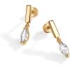 imagePAVOI 14K Gold Plated Sterling Silver Posts Mini Bar Drop Dangle Flatback Earrings for Women  Dainty Helix Cartilage Piercing Jewelry  Baguette Bezel Marquise Pearl Cubic Zirconia Screwback Stud EarringsMarquise