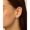 imagePAVOI 14K18K Yellow Gold Plated Sterling Silver Posts Three Pairs Small Hoop Earrings for Women  Statement Gold Hoop Earrings Set  Cubic Zirconia Rope Teardrop Chunky Huggie Earscape PiercingsWhite Gold