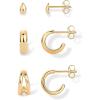 imagePAVOI 14K18K Yellow Gold Plated Sterling Silver Posts Three Pairs Small Hoop Earrings for Women  Statement Gold Hoop Earrings Set  Cubic Zirconia Rope Teardrop Chunky Huggie Earscape PiercingsYellow Gold