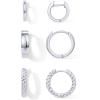 imagePAVOI 14K18K Yellow Gold Plated Sterling Silver Posts Three Pairs Small Hoop Earrings for Women  Statement Gold Hoop Earrings Set  Cubic Zirconia Rope Teardrop Chunky Huggie Earscape PiercingsWhite Gold