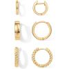 imagePAVOI 14K18K Yellow Gold Plated Sterling Silver Posts Three Pairs Small Hoop Earrings for Women  Statement Gold Hoop Earrings Set  Cubic Zirconia Rope Teardrop Chunky Huggie Earscape PiercingsYellow Gold