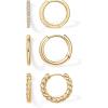 imagePAVOI 14K18K Yellow Gold Plated Sterling Silver Posts Three Pairs Small Hoop Earrings for Women  Statement Gold Hoop Earrings Set  Cubic Zirconia Rope Teardrop Chunky Huggie Earscape PiercingsYellow Gold