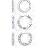 imagePAVOI 14K18K Yellow Gold Plated Sterling Silver Posts Three Pairs Small Hoop Earrings for Women  Statement Gold Hoop Earrings Set  Cubic Zirconia Rope Teardrop Chunky Huggie Earscape PiercingsWhite Gold