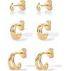 imagePAVOI 14K18K Yellow Gold Plated Sterling Silver Posts Three Pairs Small Hoop Earrings for Women  Statement Gold Hoop Earrings Set  Cubic Zirconia Rope Teardrop Chunky Huggie Earscape PiercingsYellow Gold