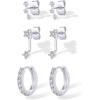 imagePAVOI 18K Gold Plated Sterling Silver Posts Three Pairs Statement Earrings for Women  Cubic Zirconia Gold Earring Pack  Front Back Ear Jacket Crawler Stud Huggie Piercing Jewelry SetEar Jacket