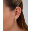 imagePAVOI 18K Gold Plated Sterling Silver Posts Three Pairs Statement Earrings for Women  Cubic Zirconia Gold Earring Pack  Front Back Ear Jacket Crawler Stud Huggie Piercing Jewelry SetMinimalist