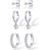 imagePAVOI 18K Gold Plated Sterling Silver Posts Three Pairs Statement Earrings for Women  Cubic Zirconia Gold Earring Pack  Front Back Ear Jacket Crawler Stud Huggie Piercing Jewelry SetMinimalist