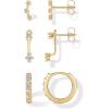 imagePAVOI 18K Gold Plated Sterling Silver Posts Three Pairs Statement Earrings for Women  Cubic Zirconia Gold Earring Pack  Front Back Ear Jacket Crawler Stud Huggie Piercing Jewelry SetEar Jacket