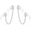 imagePAVOI 14K Gold Plated Delicate CZ Chain Earrings for Women  Double Piercing Dangle Chain Studs  Cubic Zirconia EarscapesWhite Gold