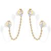 imagePAVOI 14K Gold Plated Delicate CZ Chain Earrings for Women  Double Piercing Dangle Chain Studs  Cubic Zirconia EarscapesYellow Gold