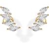 imagePAVOI 14K Gold Plated Sterling Silver Post Navette CZ Crawler Flat Back Earrings for Women  Small Cartilage Cubic Zirconia Stud Earring  Helix Piercing JewelryYellow Gold